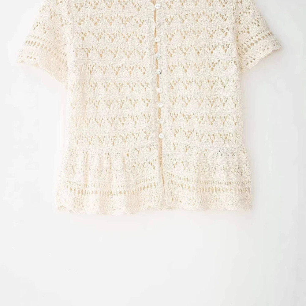 ZARA Summer Simple Versatile Round Neck Short Sleeve Waist Cinching Knit Top